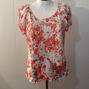 Signature by Larry Levine Multi-Layer Short Sleeve Scoop Neck Womens Top Size XL